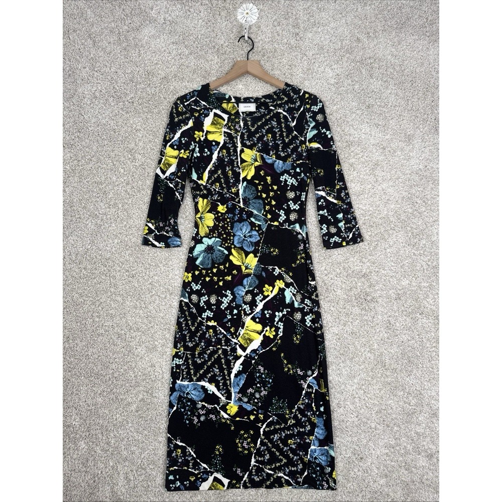 Erdem Allegra 3/4 Sleeve Floral Jersey‎ Print Shift Dress - Small